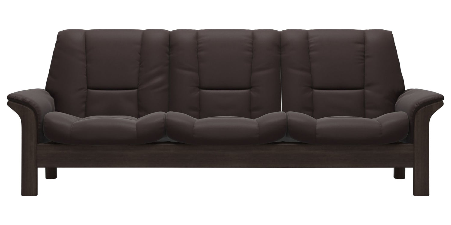 Paloma Leather Chocolate and Wenge Base | Stressless Buckingham 3-Seater Low Back Sofa | Valley Ridge Furniture