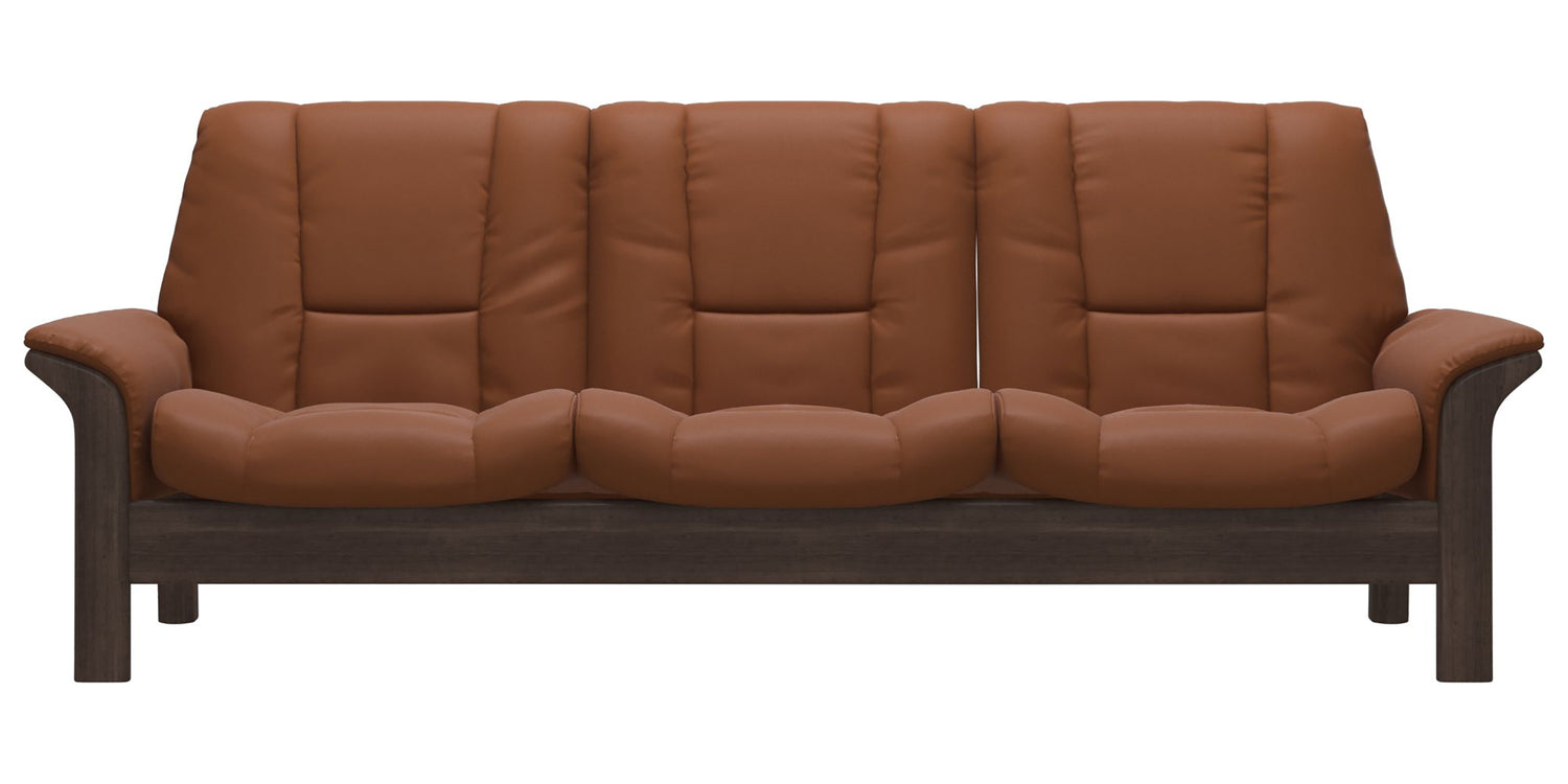 Paloma Leather New Cognac and Wenge Base | Stressless Buckingham 3-Seater Low Back Sofa | Valley Ridge Furniture