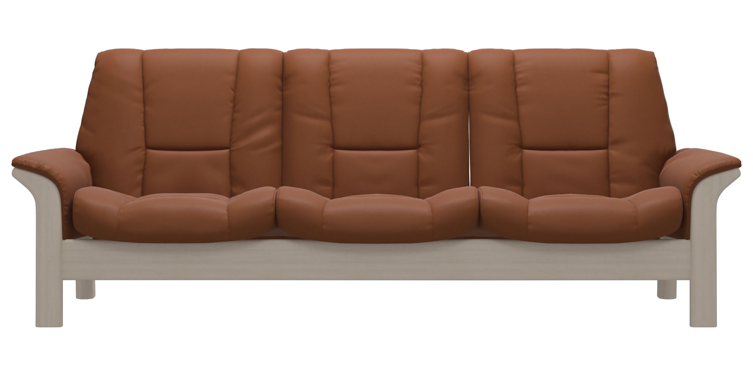 Paloma Leather New Cognac and Whitewash Base | Stressless Buckingham 3-Seater Low Back Sofa | Valley Ridge Furniture