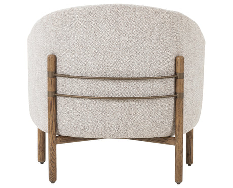 Astor Stone Fabric & Distressed Natural Oak with Aged Bronze Iron | Enfield Chair | Valley Ridge Furniture