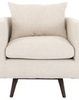 Savile Flax Fabric & Clover Beige Fabric with Rubbed Sienna Brown Parawood | Kaya Swivel Chair | Valley Ridge Furniture