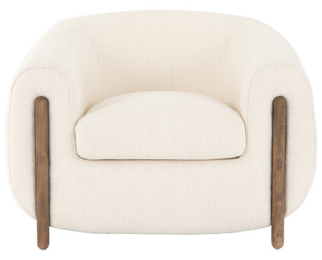 Kerbey Ivory Fabric with Distressed Natural Parawood | Lyla Chair | Valley Ridge Furniture