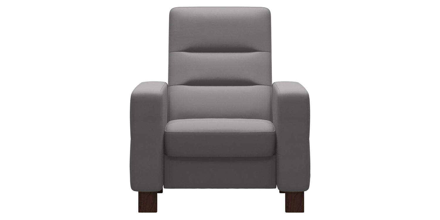 Paloma Leather Silver Grey & Brown Base | Stressless Wave High Back Chair | Valley Ridge Furniture