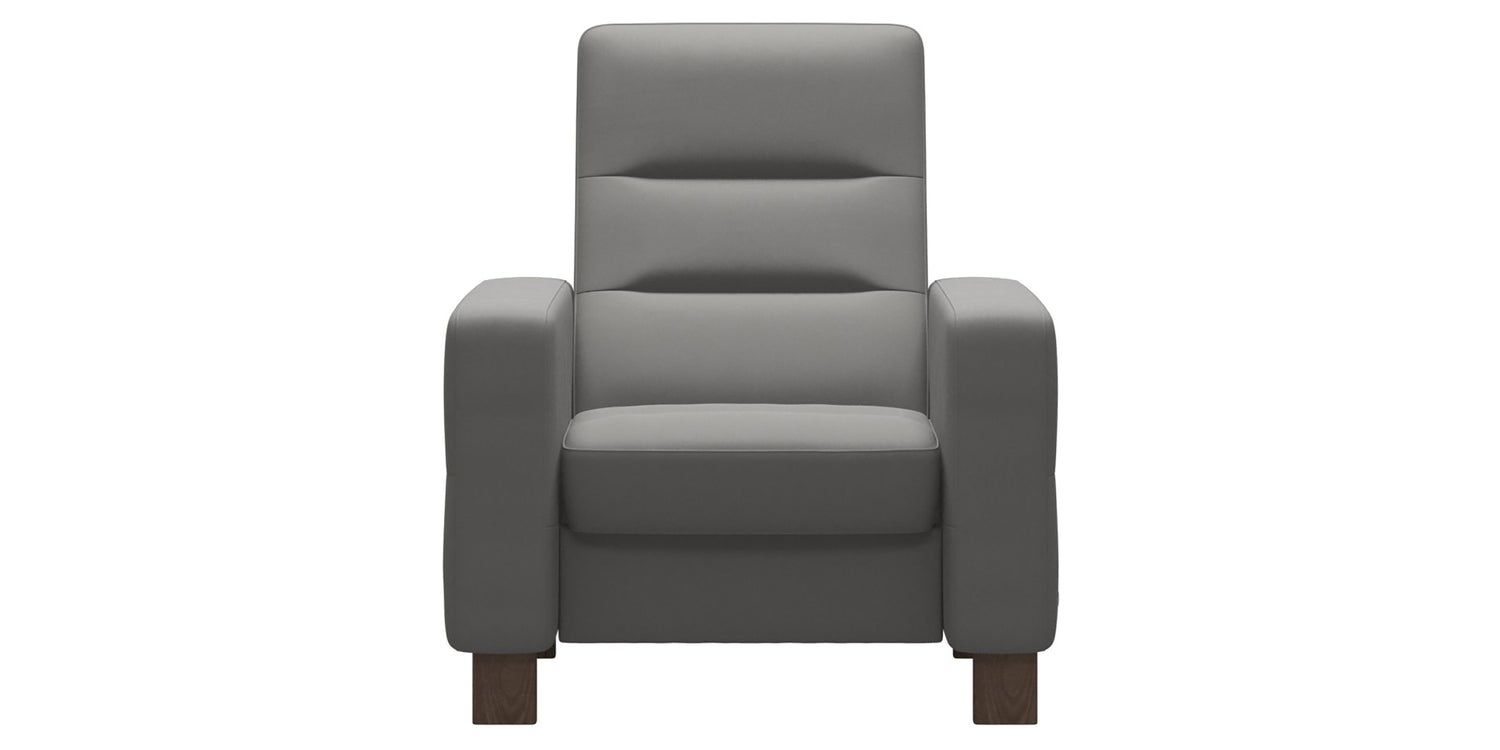 Paloma Leather Silver Grey & Walnut Base | Stressless Wave High Back Chair | Valley Ridge Furniture