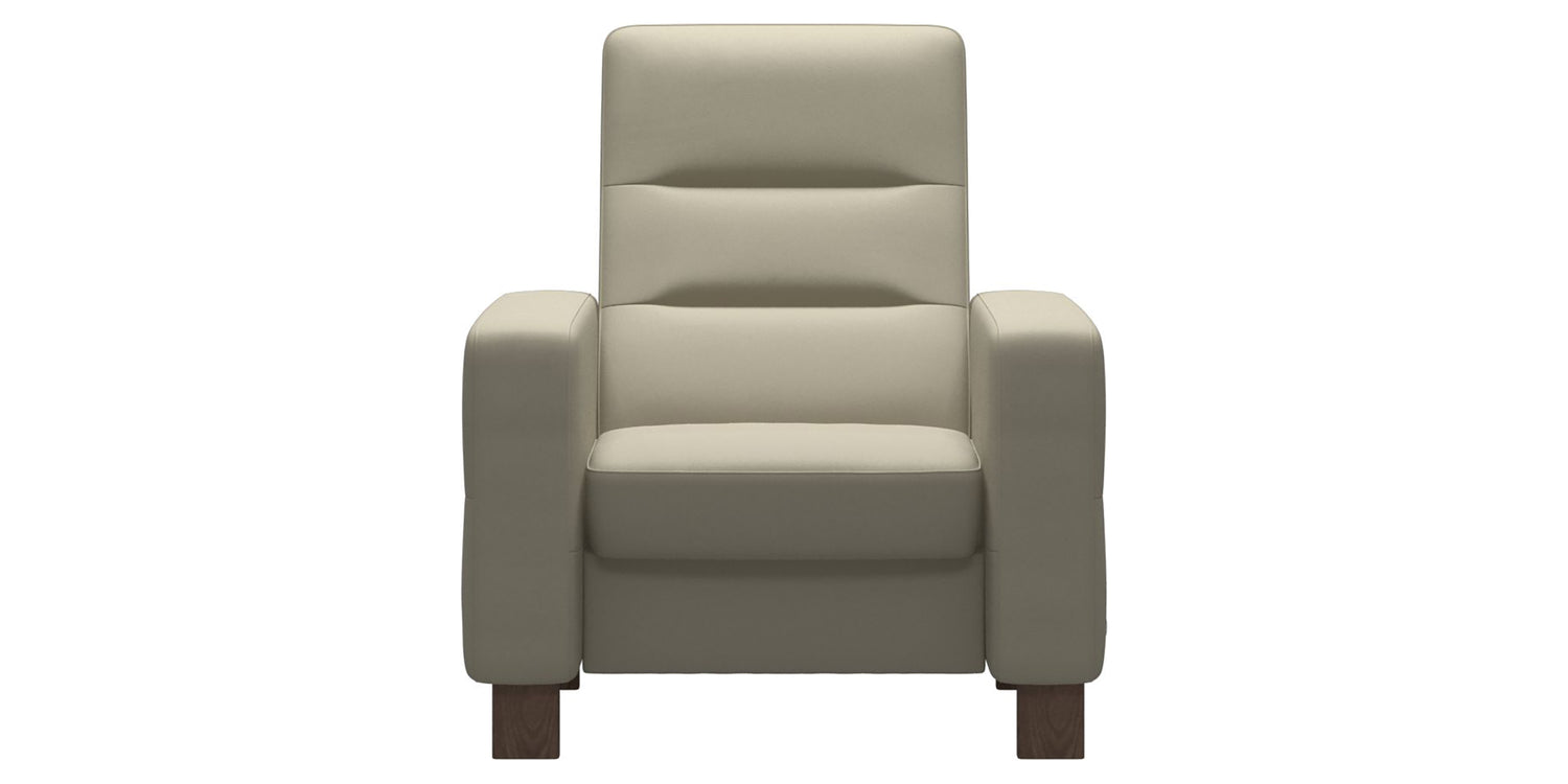 Paloma Leather Light Grey & Walnut Base | Stressless Wave High Back Chair | Valley Ridge Furniture