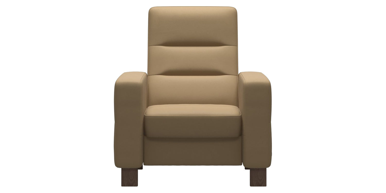 Paloma Leather Sand & Walnut Base | Stressless Wave High Back Chair | Valley Ridge Furniture