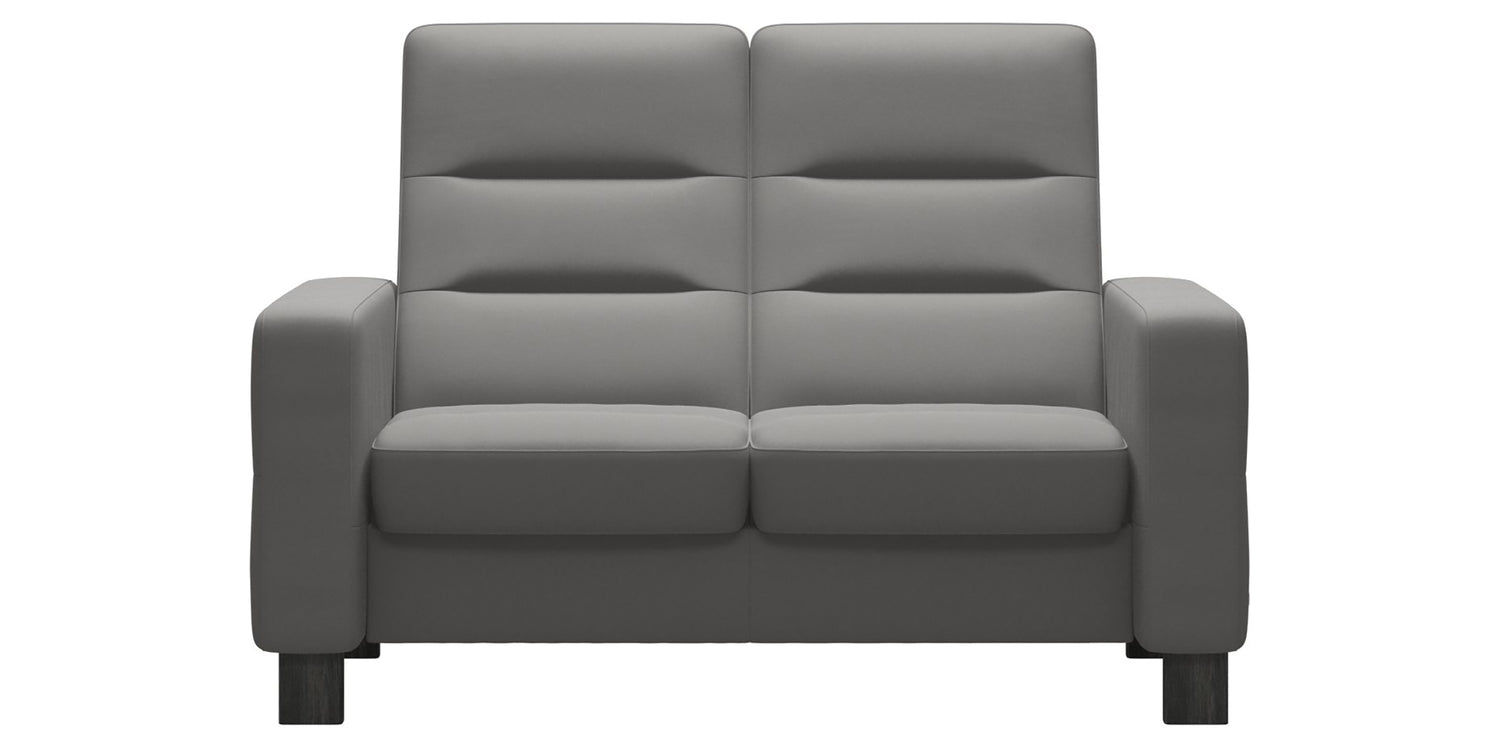 Paloma Leather Silver Grey & Grey Base | Stressless Wave 2-Seater High Back Sofa | Valley Ridge Furniture
