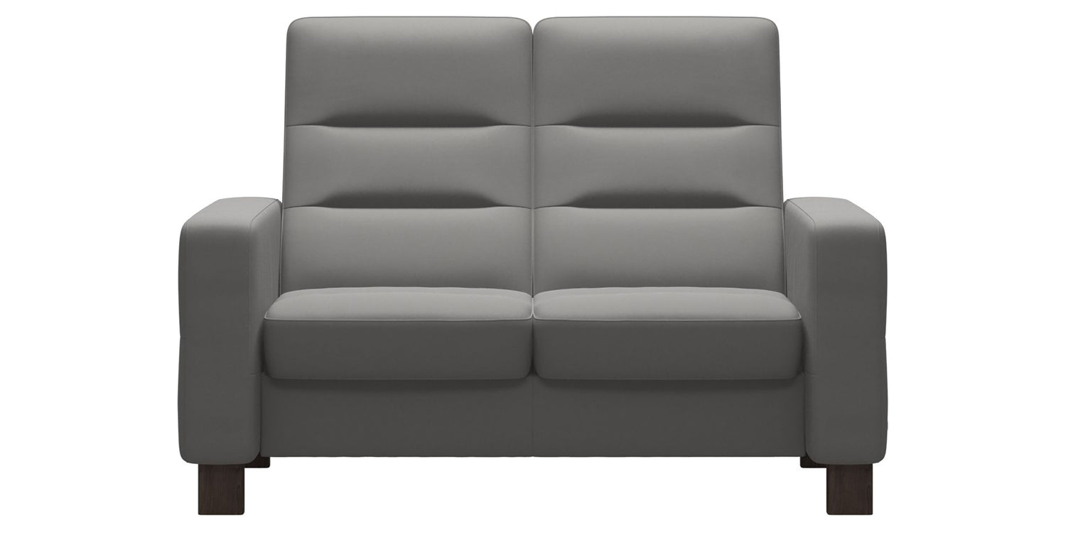 Paloma Leather Silver Grey & Wenge Base | Stressless Wave 2-Seater High Back Sofa | Valley Ridge Furniture