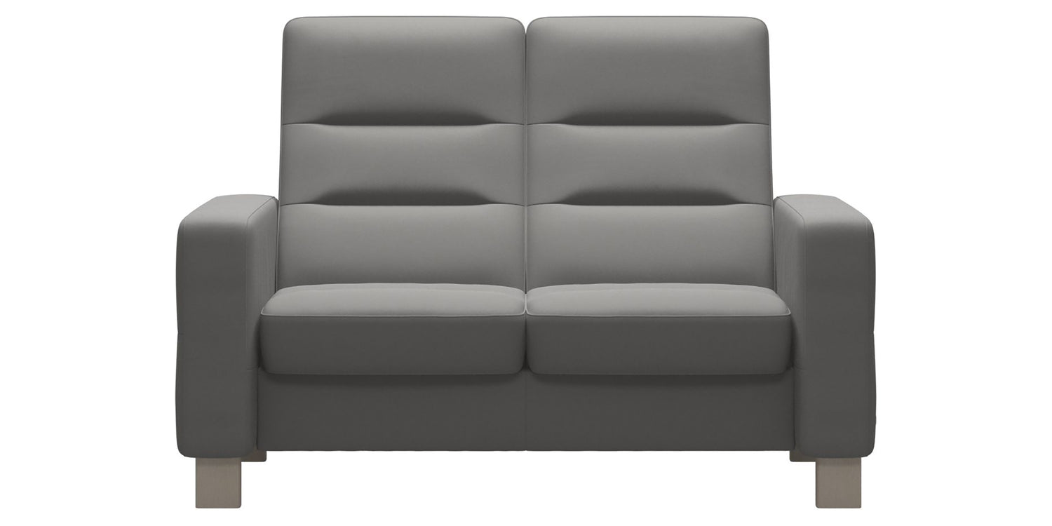 Paloma Leather Silver Grey & Whitewash Base | Stressless Wave 2-Seater High Back Sofa | Valley Ridge Furniture