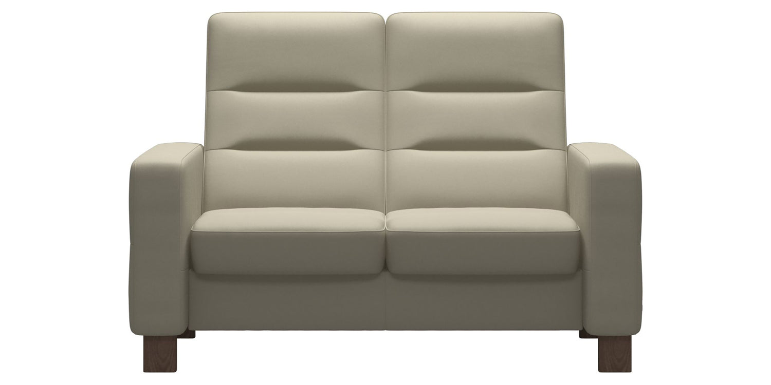 Paloma Leather Light Grey & Walnut Base | Stressless Wave 2-Seater High Back Sofa | Valley Ridge Furniture