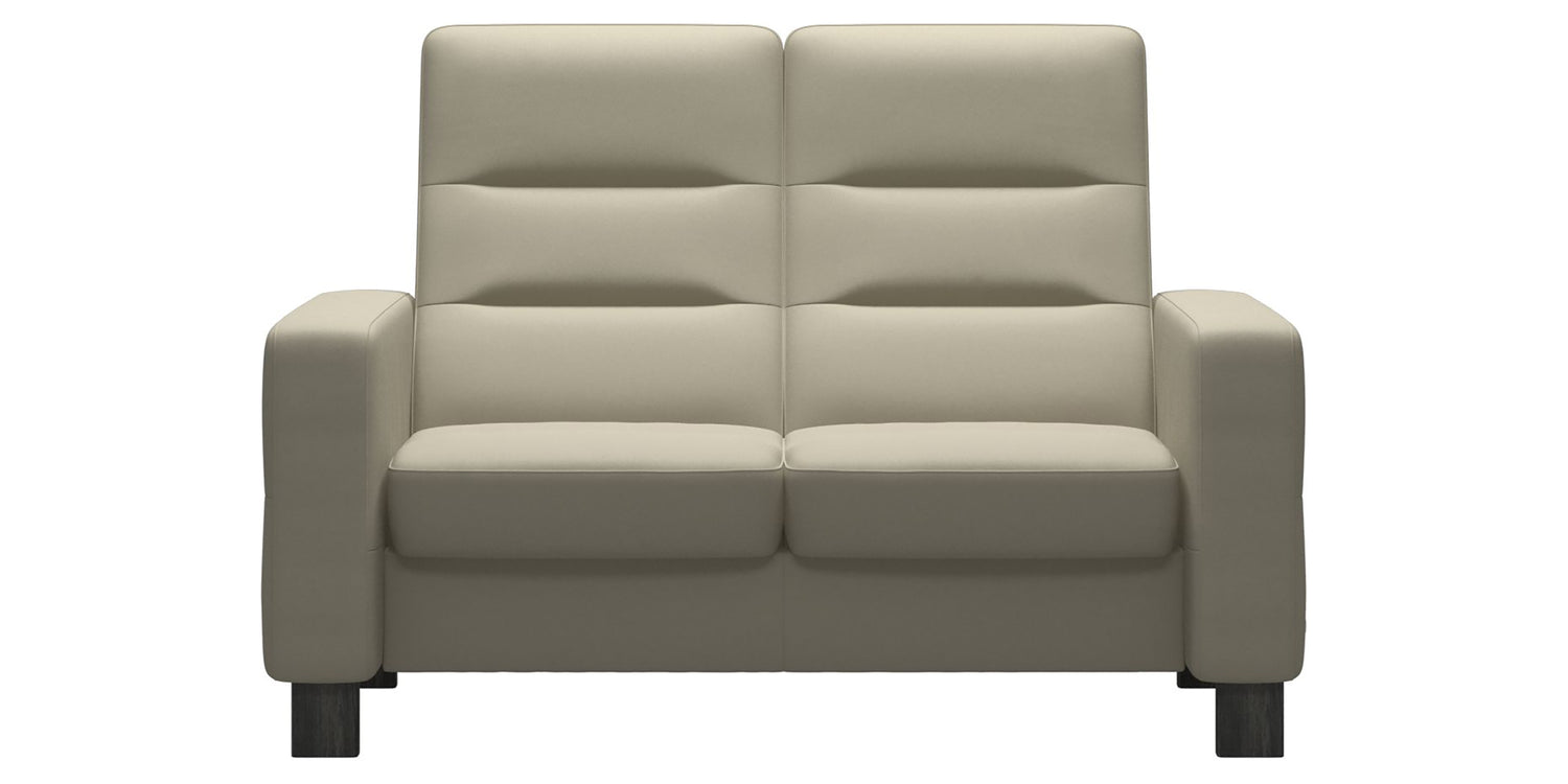Paloma Leather Light Grey & Grey Base | Stressless Wave 2-Seater High Back Sofa | Valley Ridge Furniture