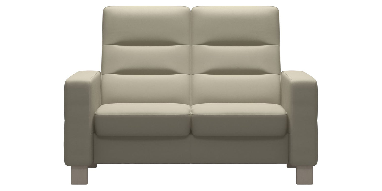 Paloma Leather Light Grey & Whitewash Base | Stressless Wave 2-Seater High Back Sofa | Valley Ridge Furniture