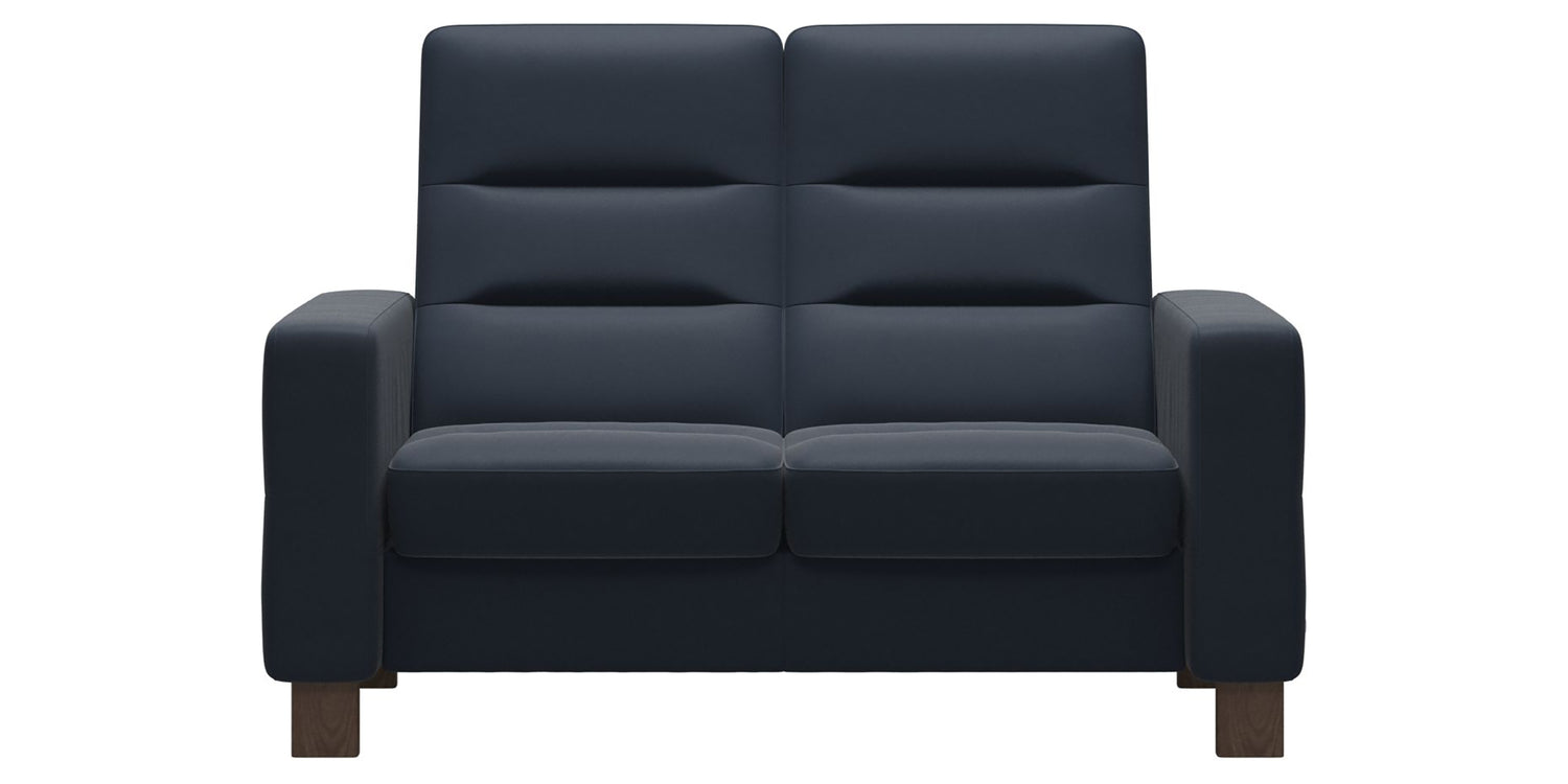 Paloma Leather Oxford Blue & Walnut Base | Stressless Wave 2-Seater High Back Sofa | Valley Ridge Furniture