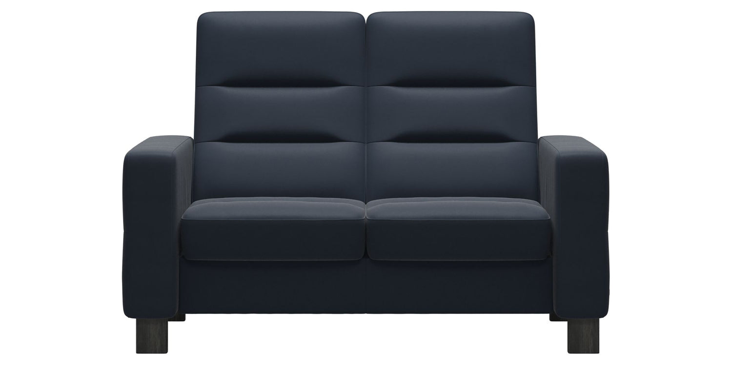 Paloma Leather Oxford Blue & Grey Base | Stressless Wave 2-Seater High Back Sofa | Valley Ridge Furniture