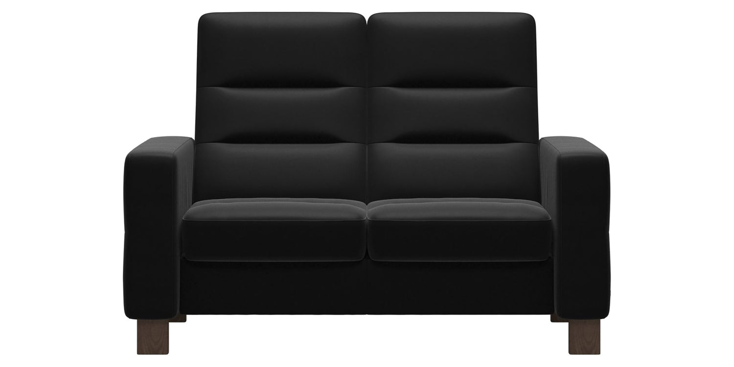 Paloma Leather Black & Walnut Base | Stressless Wave 2-Seater High Back Sofa | Valley Ridge Furniture