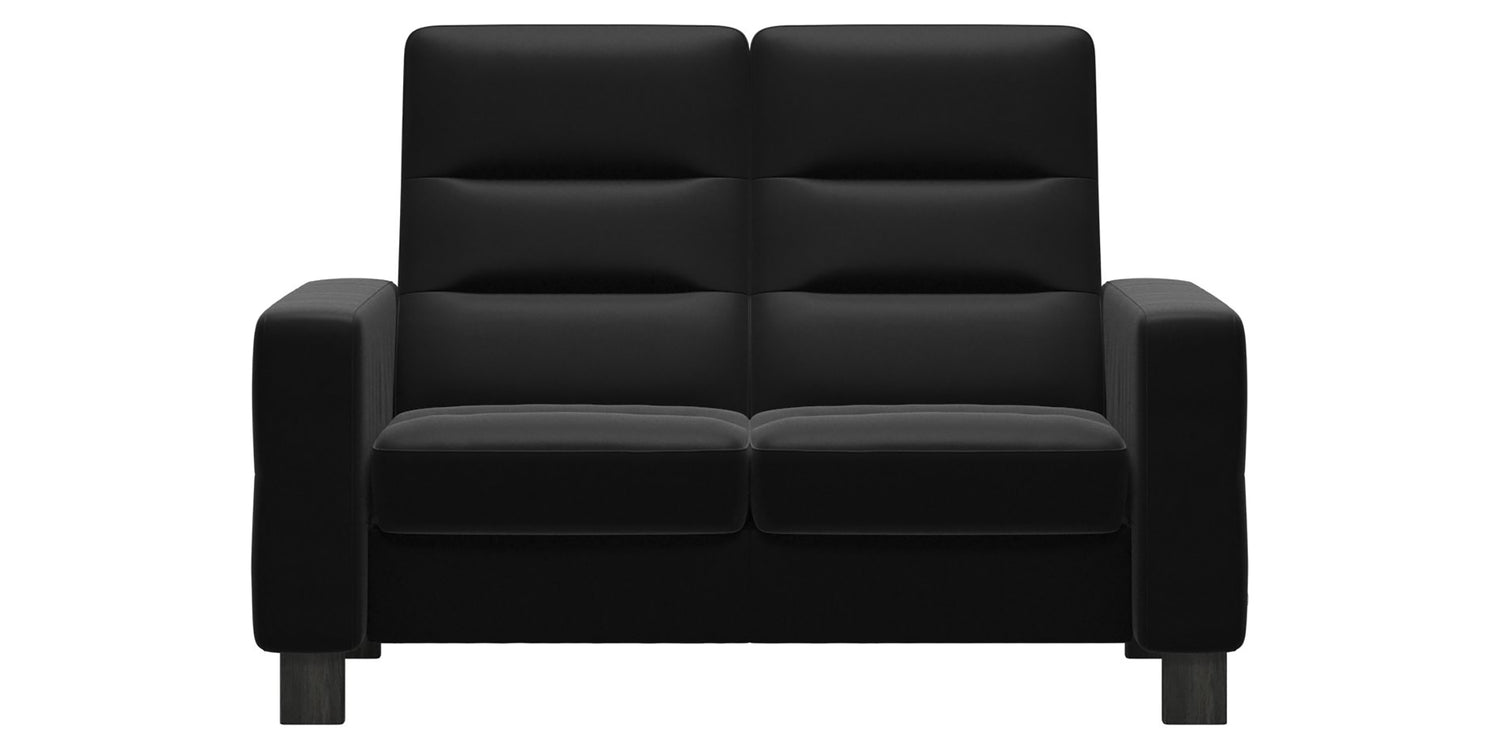 Paloma Leather Black & Grey Base | Stressless Wave 2-Seater High Back Sofa | Valley Ridge Furniture
