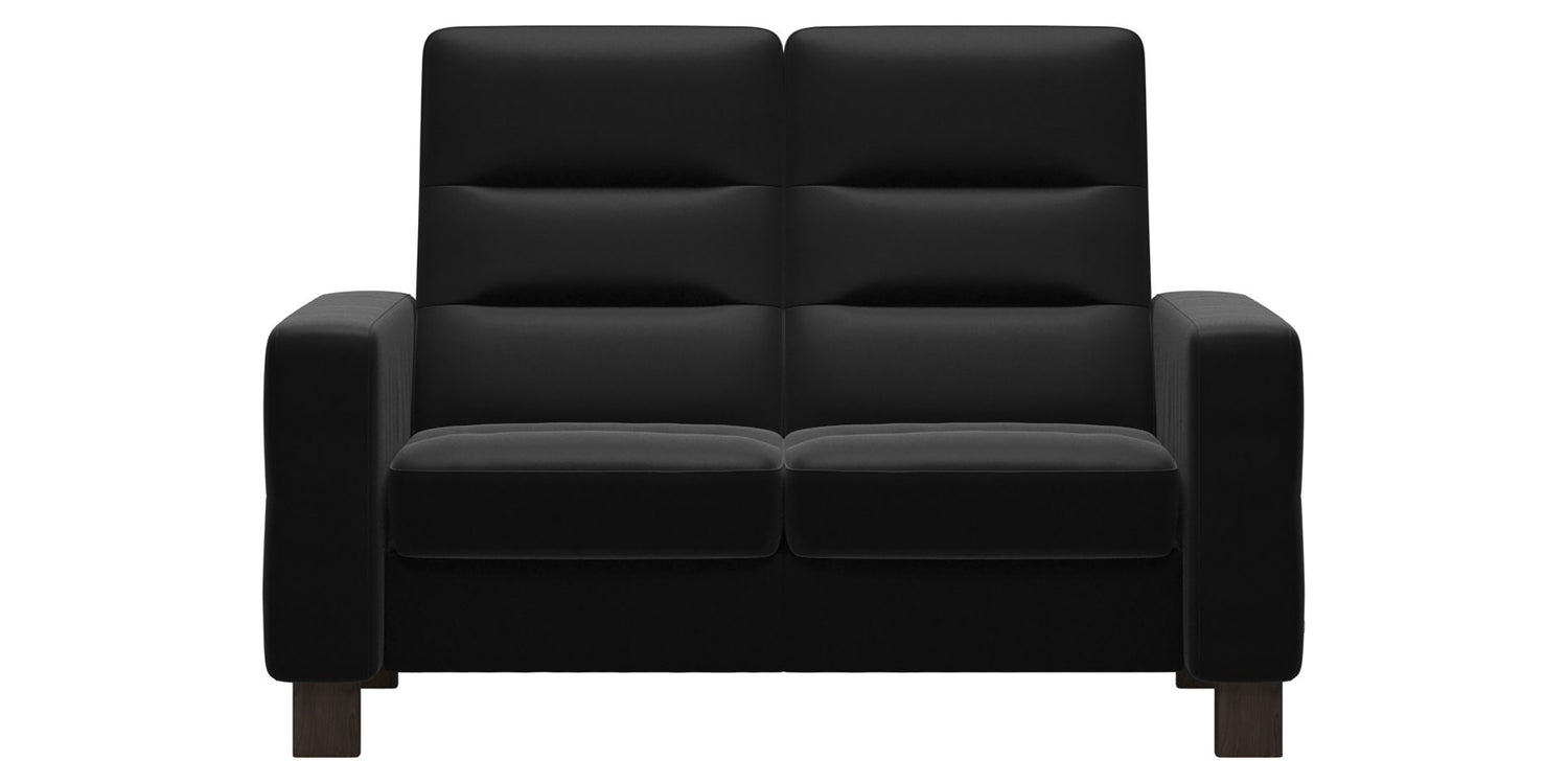 Paloma Leather Black & Wenge Base | Stressless Wave 2-Seater High Back Sofa | Valley Ridge Furniture