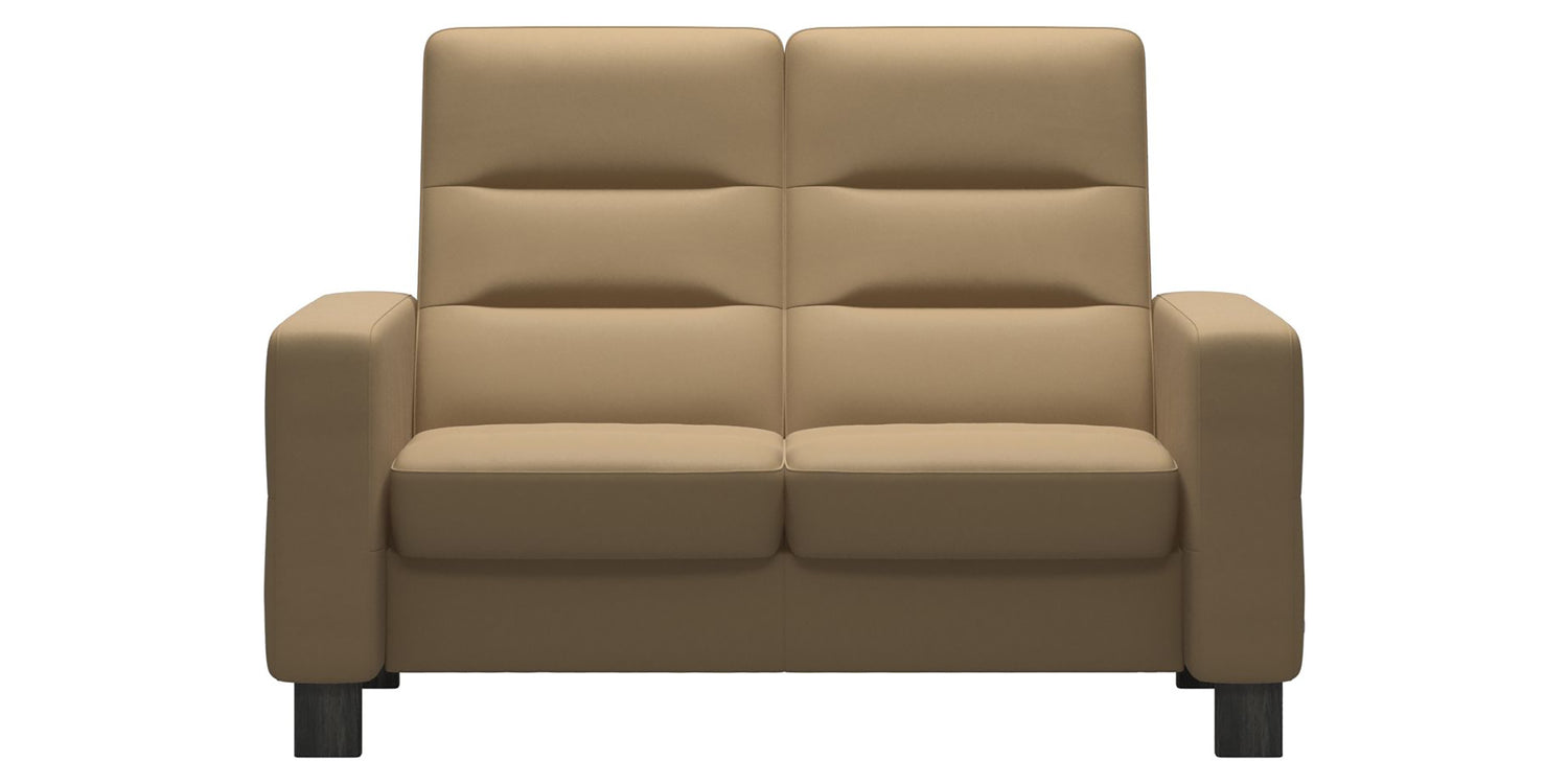 Paloma Leather Sand & Grey Base | Stressless Wave 2-Seater High Back Sofa | Valley Ridge Furniture