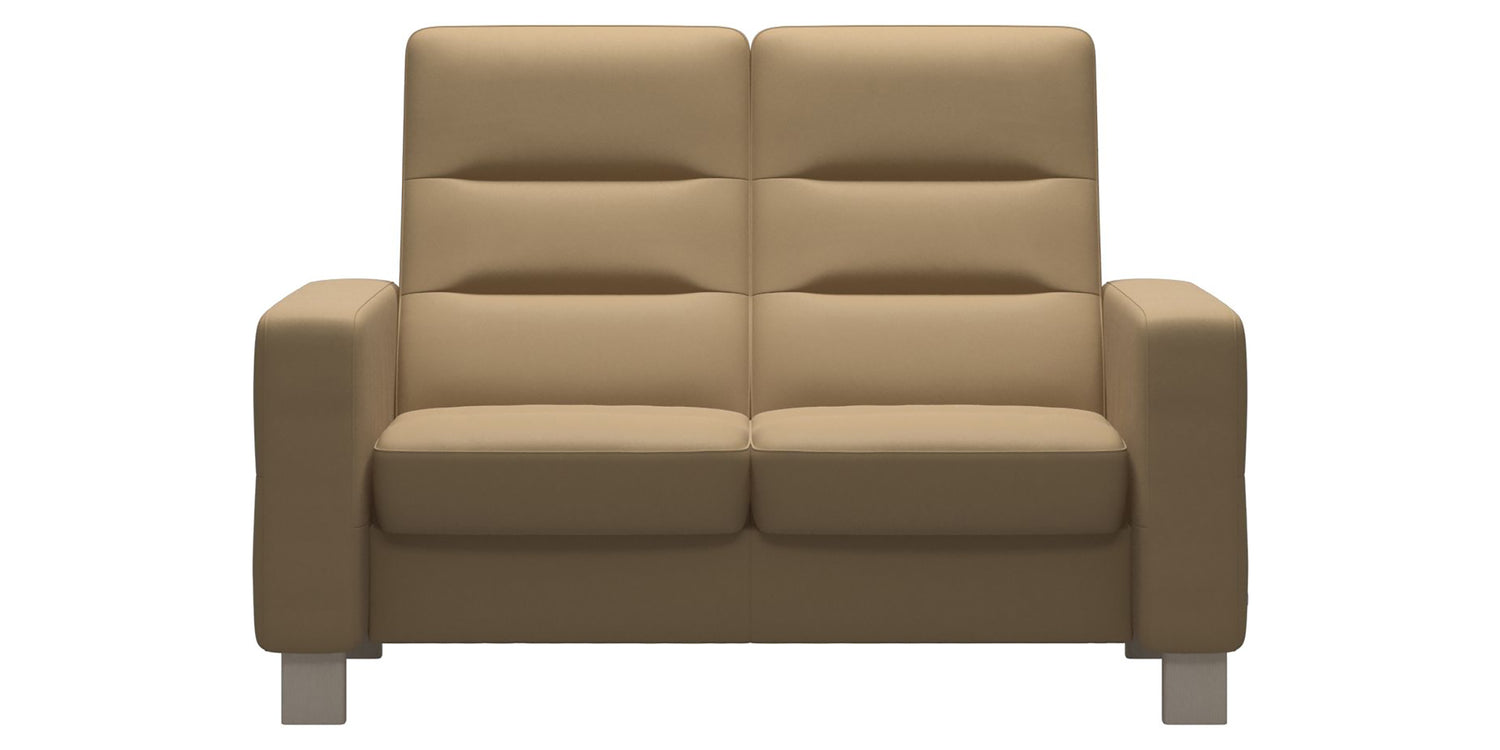 Paloma Leather Sand & Whitewash Base | Stressless Wave 2-Seater High Back Sofa | Valley Ridge Furniture