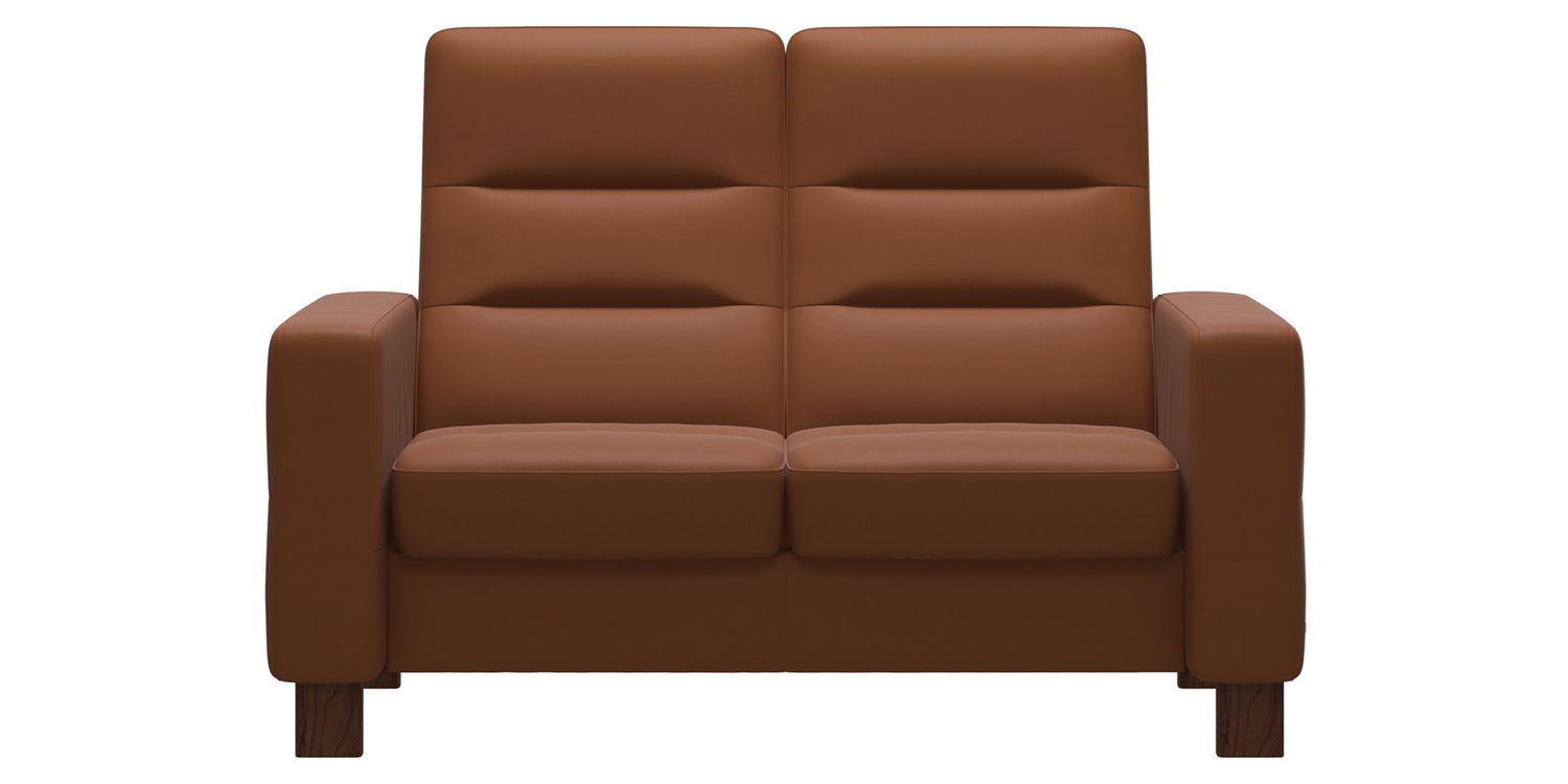 Paloma Leather New Cognac & Brown Base | Stressless Wave 2-Seater High Back Sofa | Valley Ridge Furniture