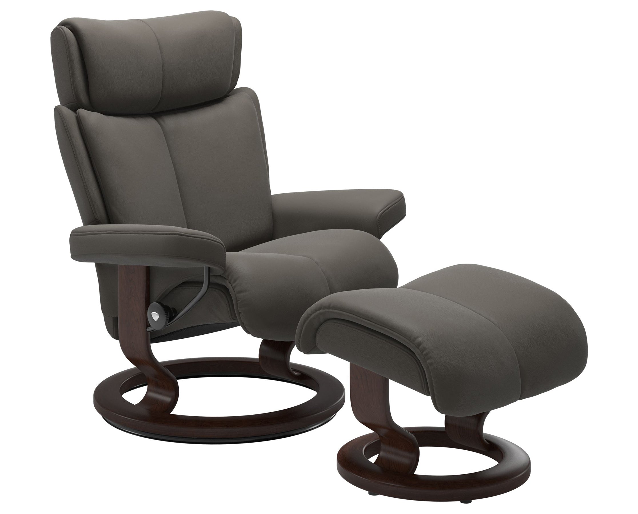 Paloma Leather Metal Grey S/M/L and Brown Base | Stressless Magic Classic Recliner | Valley Ridge Furniture