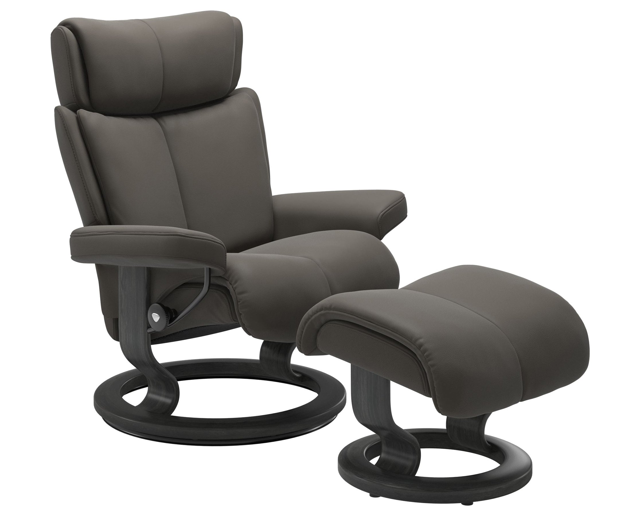 Paloma Leather Metal Grey S/M/L and Grey Base | Stressless Magic Classic Recliner | Valley Ridge Furniture