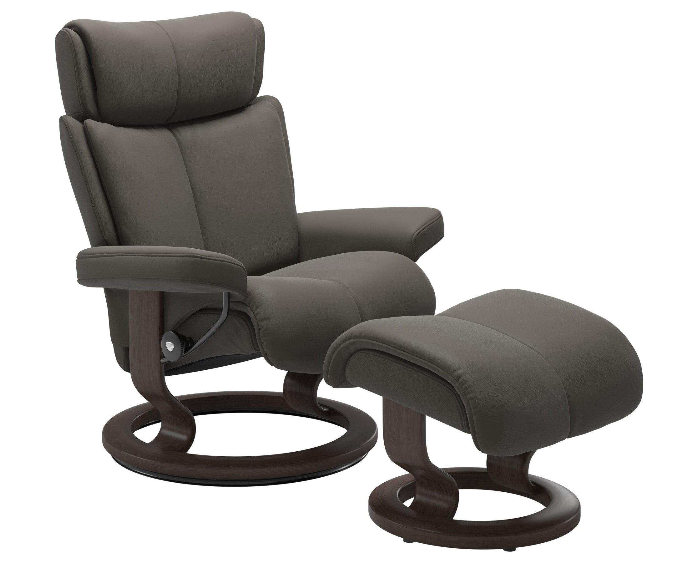 Paloma Leather Metal Grey S/M/L and Wenge Base | Stressless Magic Classic Recliner | Valley Ridge Furniture