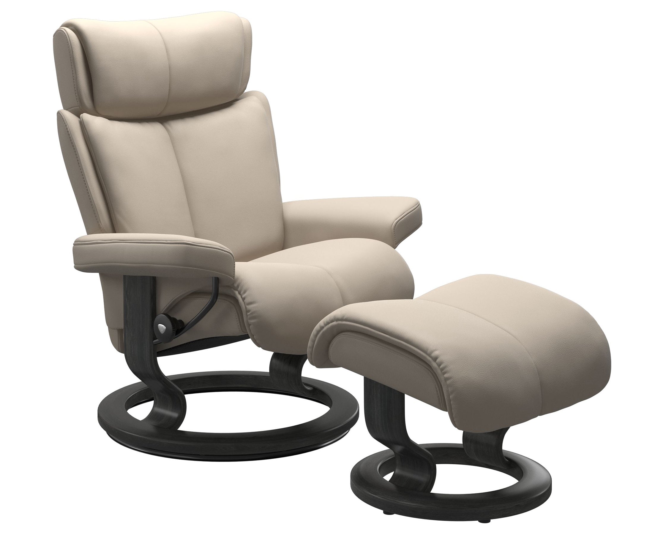 Paloma Leather Fog S/M/L and Grey Base | Stressless Magic Classic Recliner | Valley Ridge Furniture