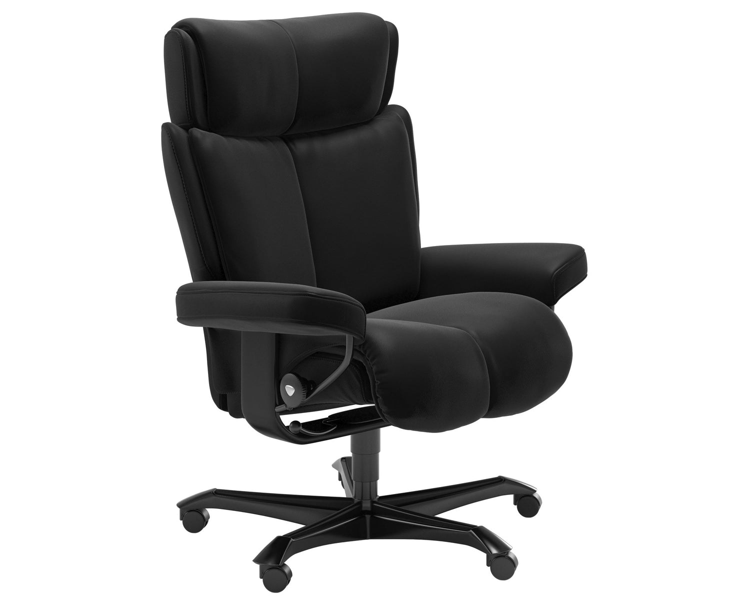Paloma Leather Black M & Black Base | Stressless Magic Home Office Chair | Valley Ridge Furniture