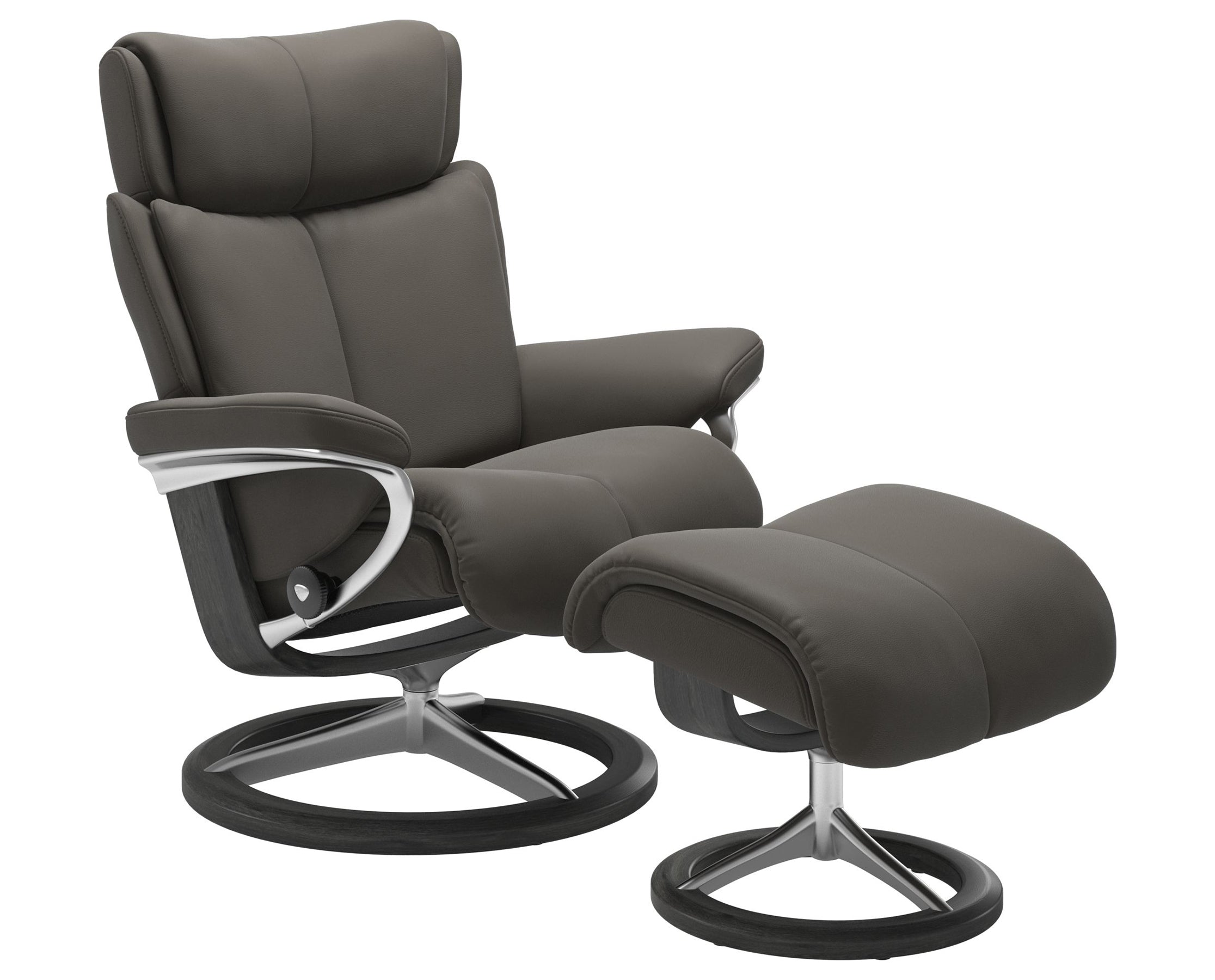 Paloma Leather Metal Grey S/M/L and Grey Base | Stressless Magic Signature Recliner | Valley Ridge Furniture
