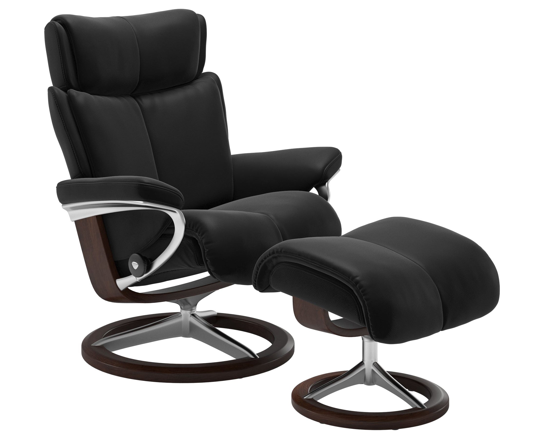 Paloma Leather Black S/M/L and Brown Base | Stressless Magic Signature Recliner | Valley Ridge Furniture