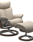 Paloma Leather Fog S/M/L and Brown Base | Stressless Magic Signature Recliner | Valley Ridge Furniture