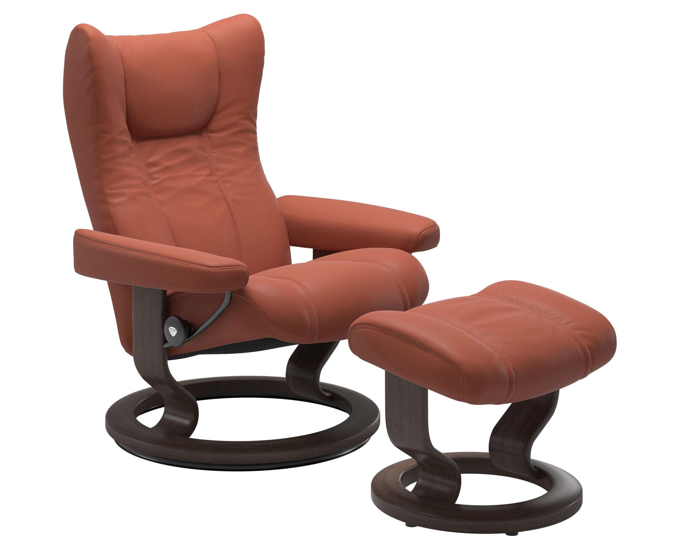 Paloma Leather Henna S/M/L and Wenge Base | Stressless Wing Classic Recliner | Valley Ridge Furniture