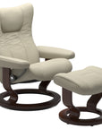 Paloma Leather Light Grey S/M/L and Brown Base | Stressless Wing Classic Recliner | Valley Ridge Furniture