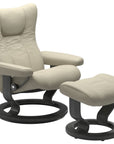 Paloma Leather Light Grey S/M/L and Grey Base | Stressless Wing Classic Recliner | Valley Ridge Furniture