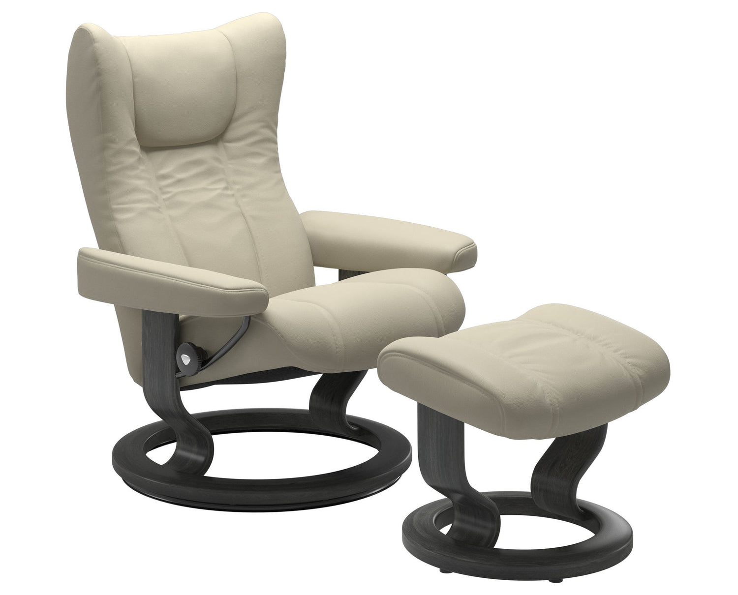 Paloma Leather Light Grey S/M/L & Grey Base | Stressless Wing Classic Recliner | Valley Ridge Furniture