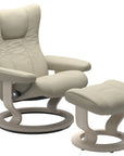 Paloma Leather Light Grey S/M/L and Whitewash Base | Stressless Wing Classic Recliner | Valley Ridge Furniture