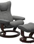 Paloma Leather Neutral Grey S/M/L and Brown Base | Stressless Wing Classic Recliner | Valley Ridge Furniture