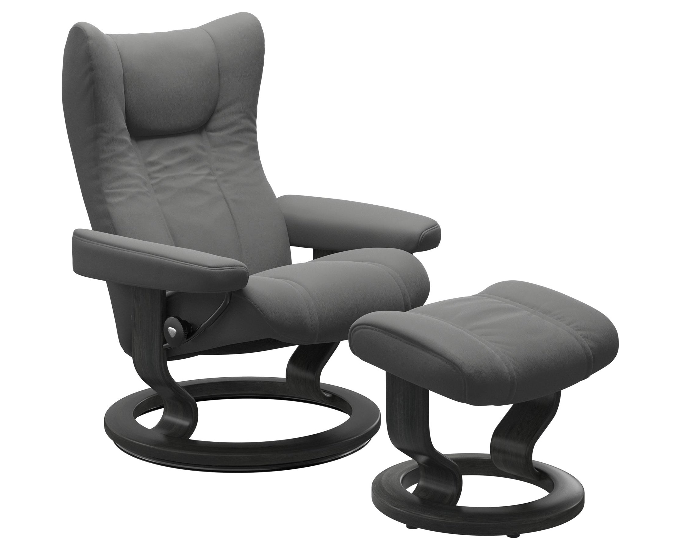 Paloma Leather Neutral Grey S/M/L and Grey Base | Stressless Wing Classic Recliner | Valley Ridge Furniture