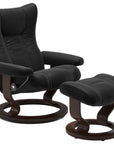 Paloma Leather Black S/M/L and Brown Base | Stressless Wing Classic Recliner | Valley Ridge Furniture