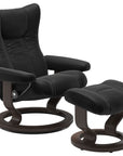 Paloma Leather Black S/M/L and Wenge Base | Stressless Wing Classic Recliner | Valley Ridge Furniture