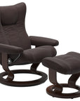 Paloma Leather Chocolate S/M/L and Brown Base | Stressless Wing Classic Recliner | Valley Ridge Furniture