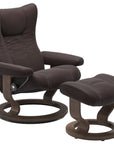 Paloma Leather Chocolate S/M/L and Walnut Base | Stressless Wing Classic Recliner | Valley Ridge Furniture