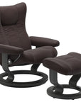 Paloma Leather Chocolate S/M/L and Grey Base | Stressless Wing Classic Recliner | Valley Ridge Furniture