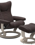 Paloma Leather Chocolate S/M/L and Whitewash Base | Stressless Wing Classic Recliner | Valley Ridge Furniture