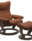 Paloma Leather New Cognac S & Walnut Base | Stressless Wing Classic Recliner | Valley Ridge Furniture