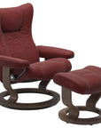 Paloma Leather Cherry S/M/L and Walnut Base | Stressless Wing Classic Recliner | Valley Ridge Furniture