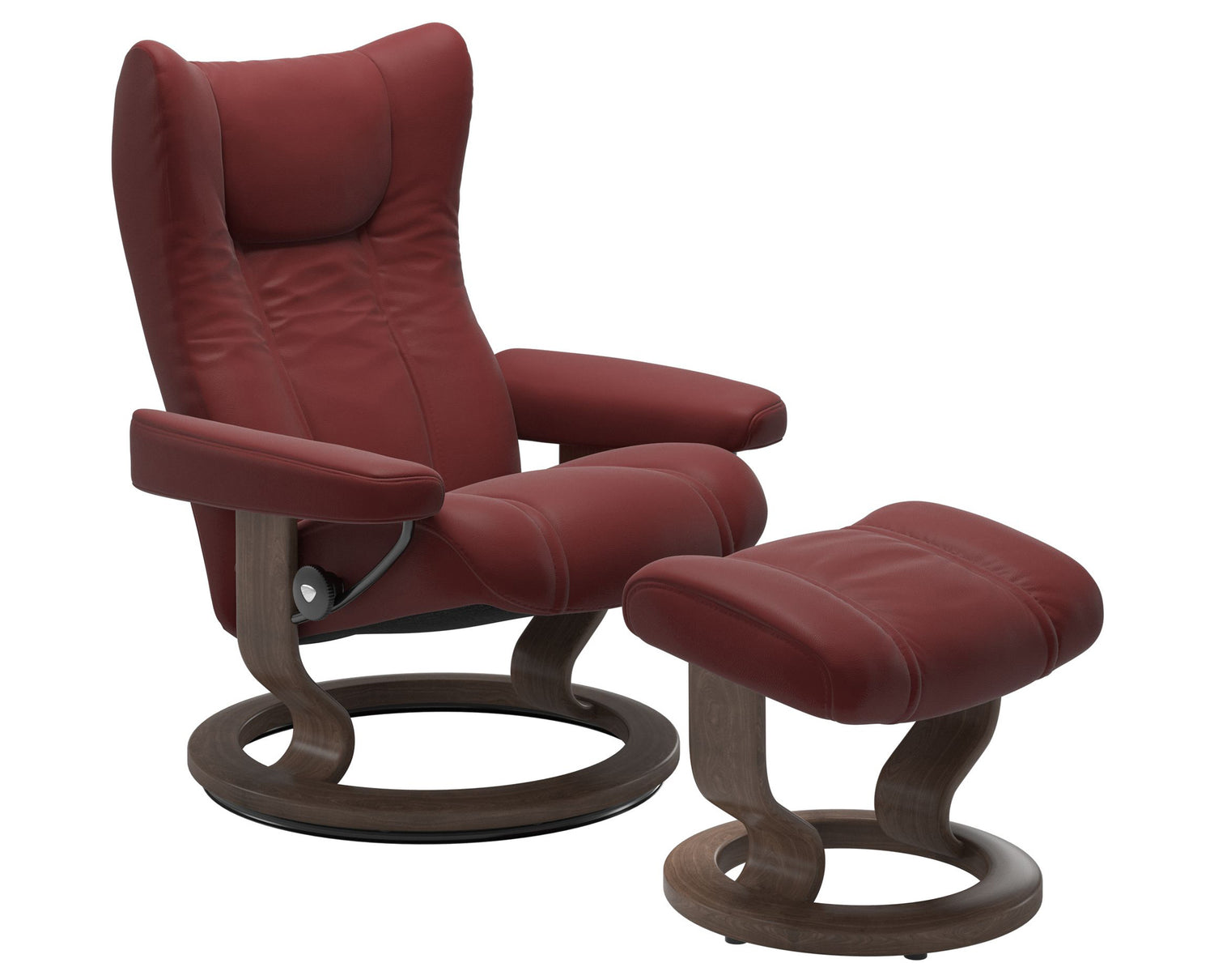Paloma Leather Cherry S/M/L & Walnut Base | Stressless Wing Classic Recliner | Valley Ridge Furniture