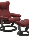 Paloma Leather Cherry S/M/L and Grey Base | Stressless Wing Classic Recliner | Valley Ridge Furniture