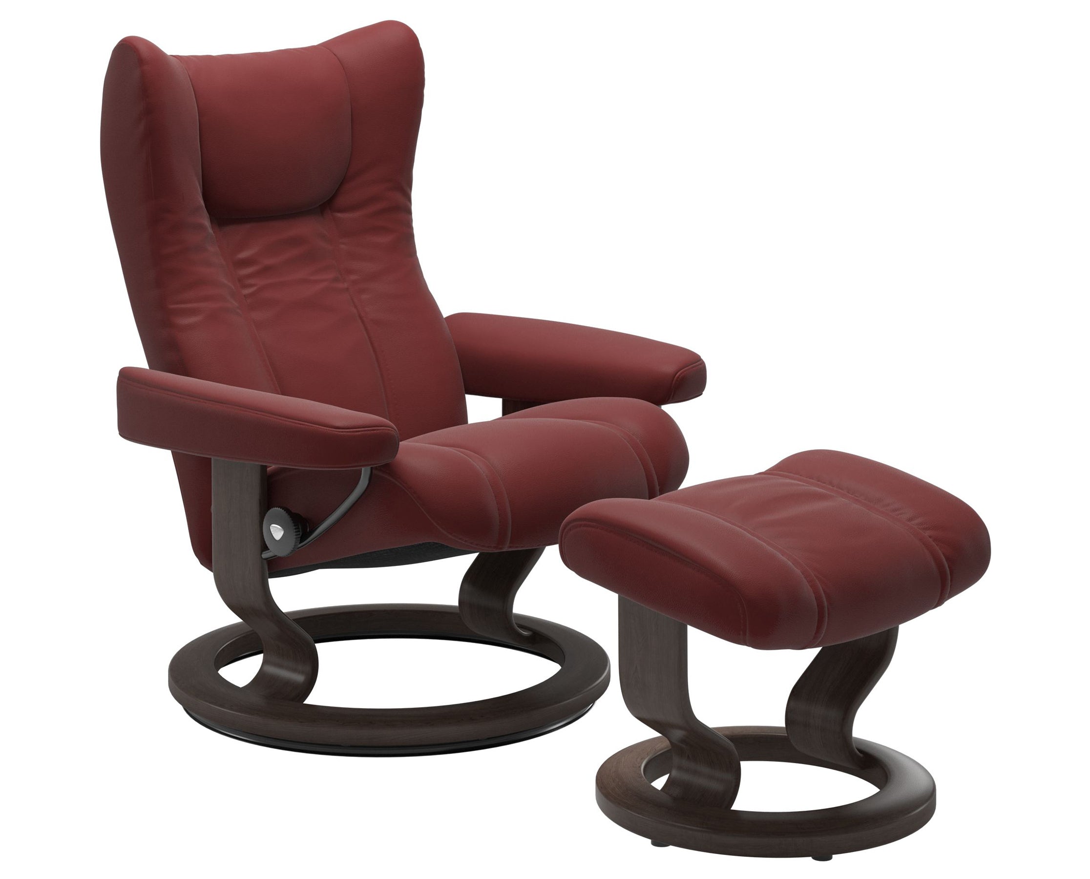 Paloma Leather Cherry S/M/L and Wenge Base | Stressless Wing Classic Recliner | Valley Ridge Furniture